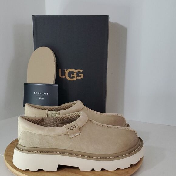 UGG Tasman Lug Slipper Loafer Shoes MEN US 8/ EU 41 Suede Twinsole Mustard Seed - Picture 1 of 14